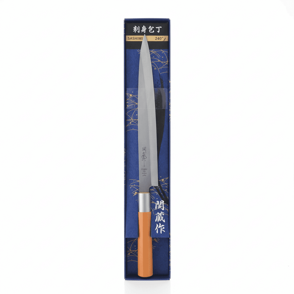 1CF143 - Faca Sashimi Cabo Plastico Laranja 240mm - Sekizo